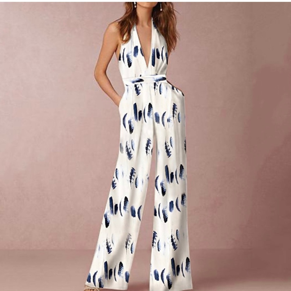 Sleeveless printed jumpsuit